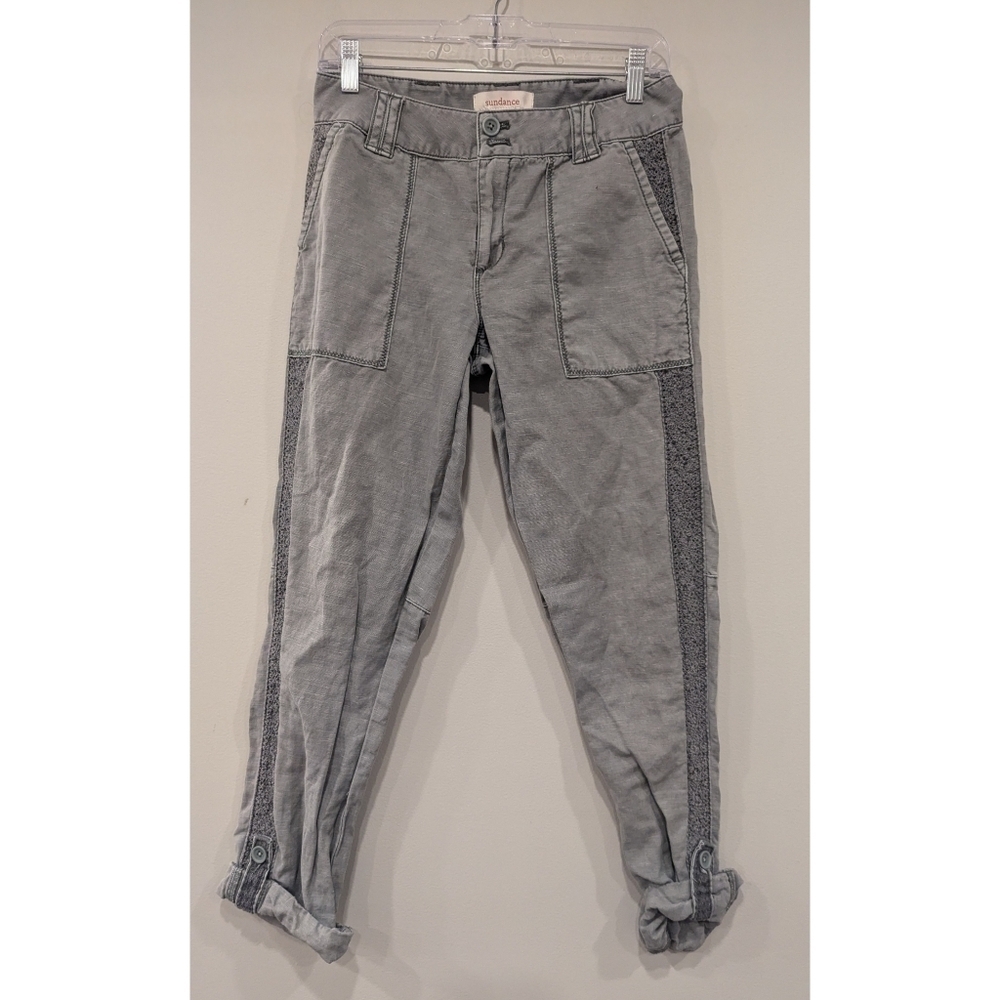 Sundance Catalog Grey Crotchet Side Roll Tab Pants Size 2